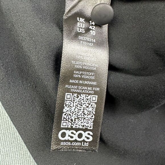 ASOS Wrap Dress Womens 10 Black Layered Tie Front Flowy Basic Minimalist - Picture 15 of 16